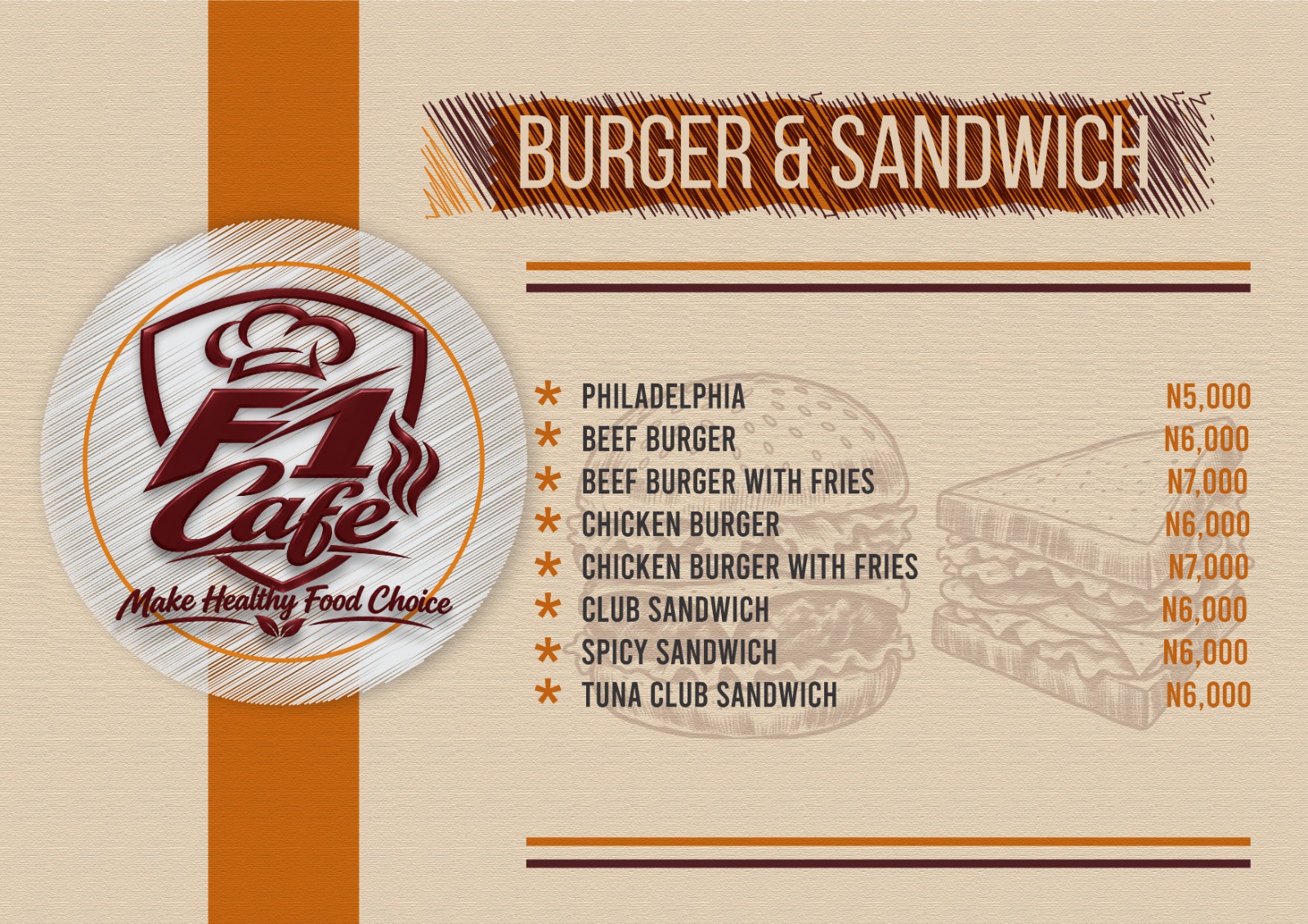 Burgers and sandwiches