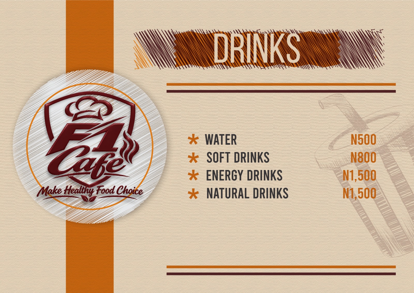 Drinks menu