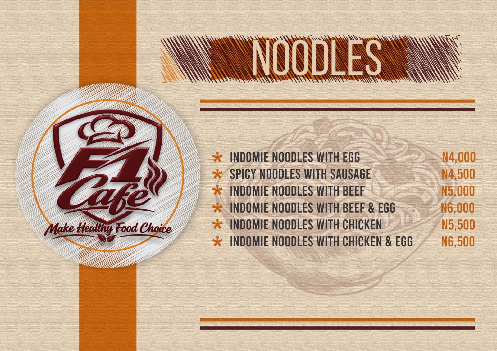 Noodles dishes