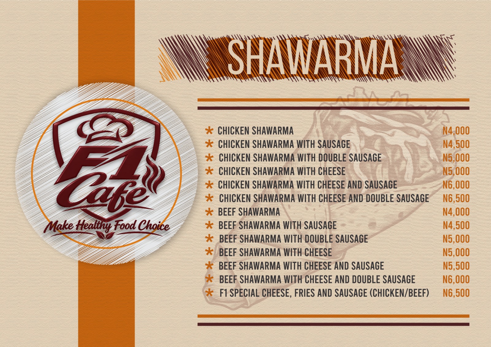 Shawarma selection